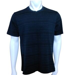 Material London Mens Cotton Space Dye Crew Neck T-Shirt Navy Black Size Large